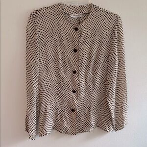 Giorgio Armani Black and Cream Check Silk Blouse